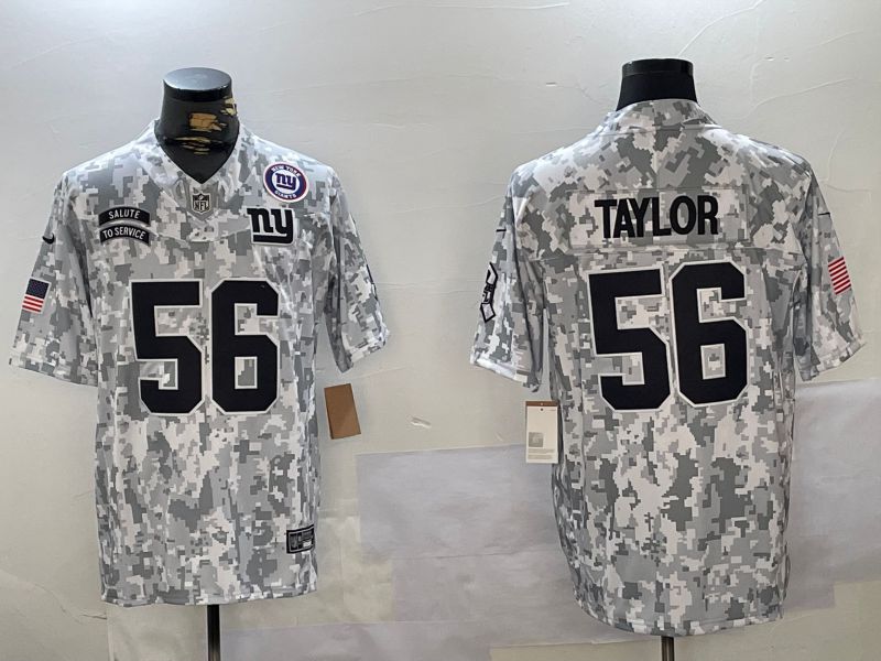 Men New York Giants #56 Taylor Nike Arctic Camo 2024 Salute to Service Limited NFL Jersey style 2